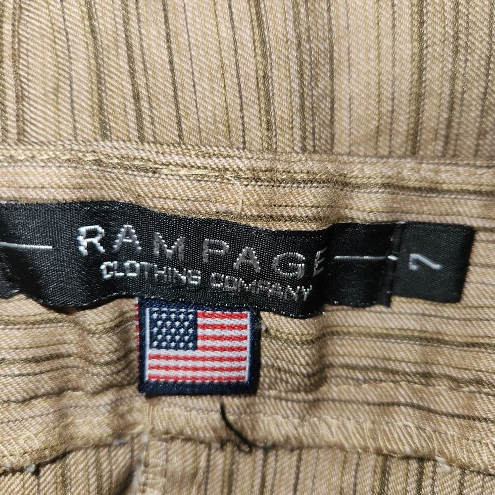 Vintage Rampage Y2K 90's Low Rise Mini‎ Skirt Tan Olive Striped Stretch Size 7